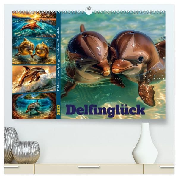 Delfinglück (hochwertiger Premium Wandkalender 2027 DIN A2 quer), Kunstdruck in Hochglanz