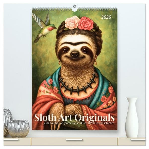 Sloth Art Originals... eine faultierlangsame Reise durch die Kunstgeschichte (hochwertiger Premium Wandkalender 2027 DIN A2 hoch), Kunstdruck in Hochglanz