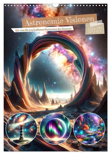 Astronomie Visionen - Ein von KI erschaffenes Panorama des Kosmos (Wandkalender 2027 DIN A3 hoch), CALVENDO Monatskalender