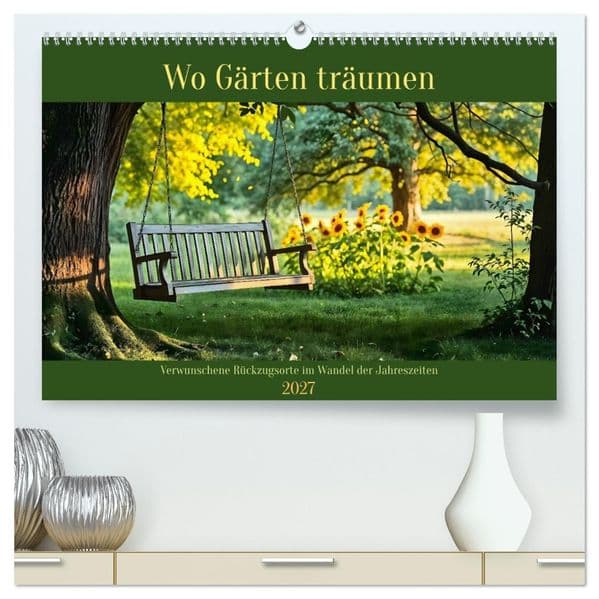 Wo Gärten träumen - Verwunschene Rückzugsorte im Wandel der Jahreszeiten (hochwertiger Premium Wandkalender 2027 DIN A2 quer), Kunstdruck in Hochglanz