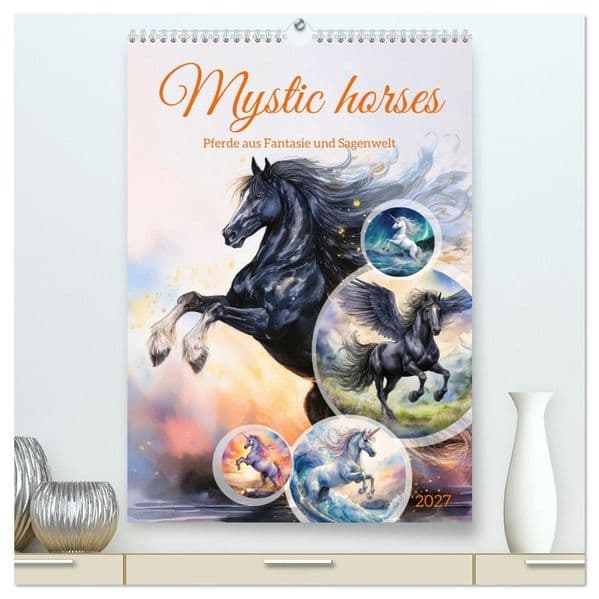 Mystic horses - Pferde aus Fantasie und Sagenwelt (hochwertiger Premium Wandkalender 2027 DIN A2 hoch), Kunstdruck in Hochglanz