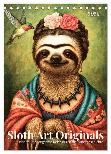 Sloth Art Originals... eine faultierlangsame Reise durch die Kunstgeschichte (Tischkalender 2027 DIN A5 hoch), CALVENDO Monatskalender