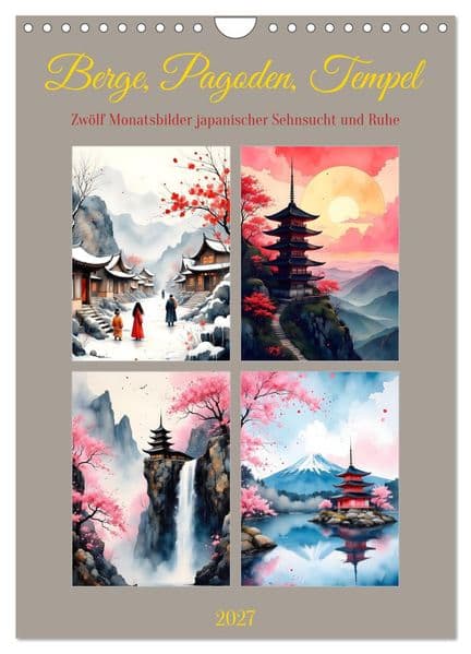 Berge, Pagoden, Tempel (Wandkalender 2027 DIN A4 hoch), CALVENDO Monatskalender