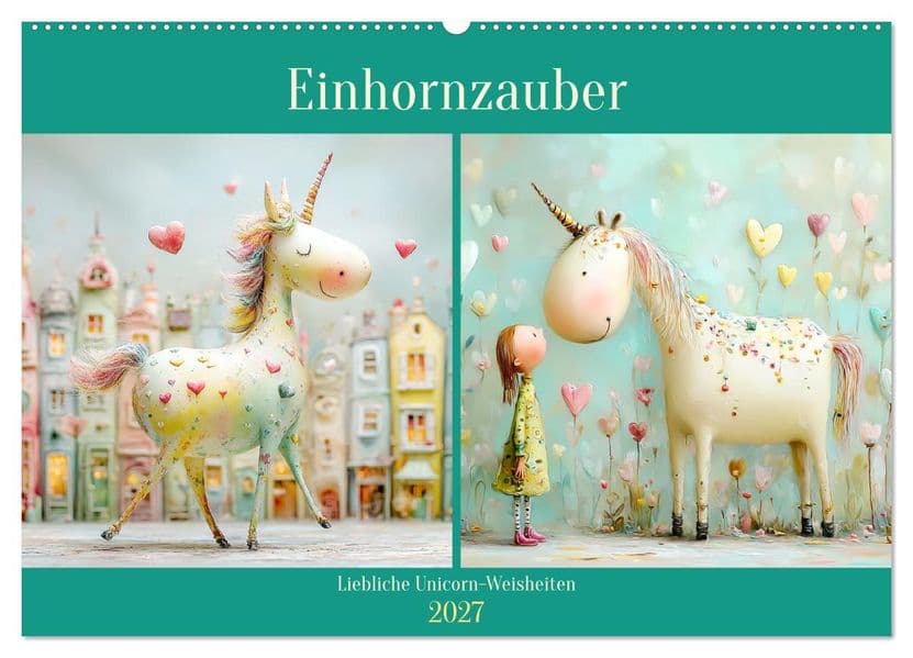 Einhornzauber. Liebliche Unicorn-Weisheiten (Wandkalender 2027 DIN A2 quer), CALVENDO Monatskalender