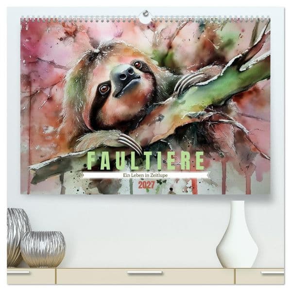 Faultiere, ein Leben in Zeitlupe (hochwertiger Premium Wandkalender 2027 DIN A2 quer), Kunstdruck in Hochglanz