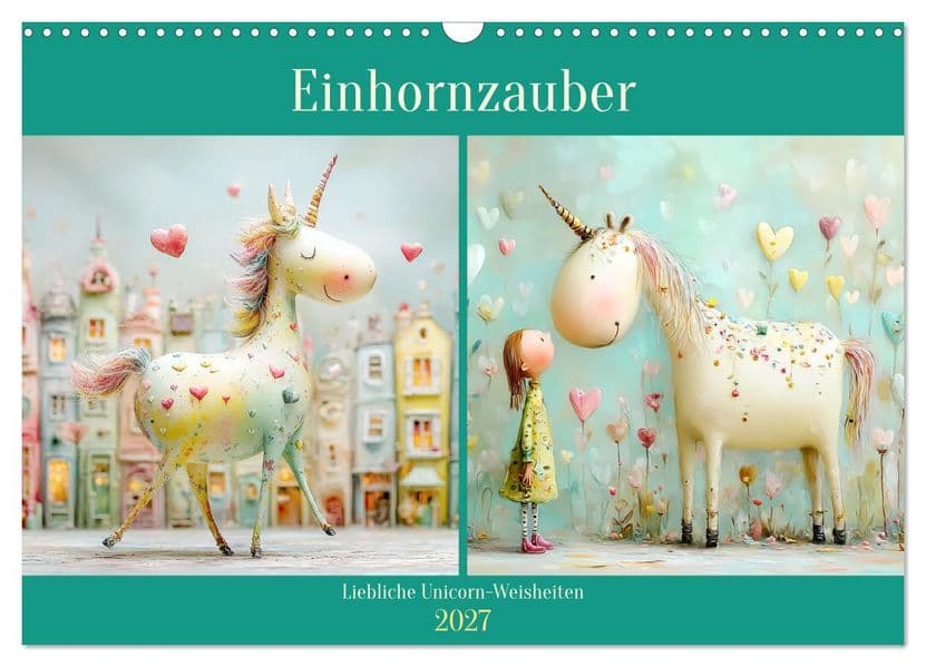 Einhornzauber. Liebliche Unicorn-Weisheiten (Wandkalender 2027 DIN A3 quer), CALVENDO Monatskalender