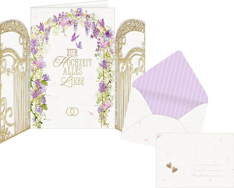 Grußkarte mit Kuvert - Zur Hochzeit alles Liebe