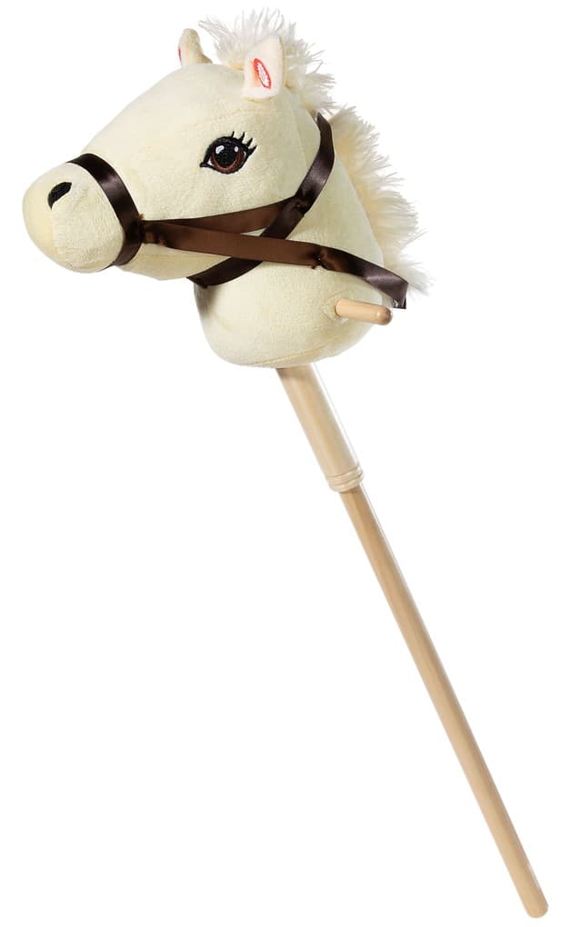 Heunec 744172 - Steckenpferd mit Sound & abnehmbarem Holzstecken, Plüsch/Holz, beige, 75 cm