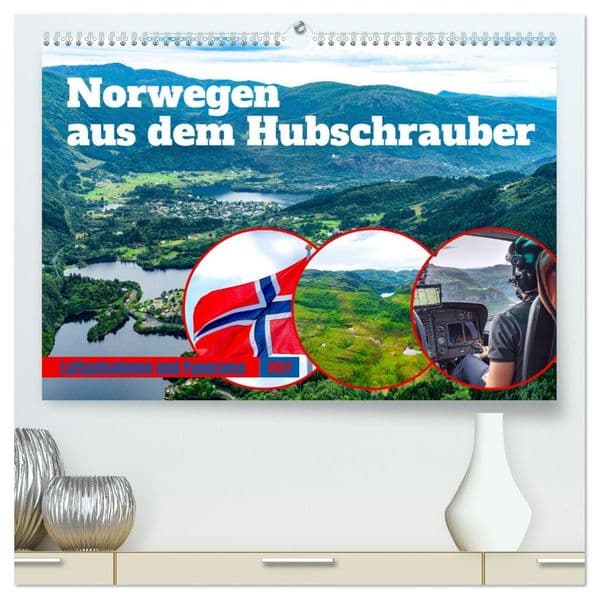 Norwegen aus dem Hubschrauber - Luftaufnahmen und Panorama (hochwertiger Premium Wandkalender 2027 DIN A2 quer), Kunstdruck in Hochglanz