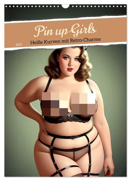 Pin up Girls Heiße Kurven mit Retro Charme (Wandkalender 2027 DIN A3 hoch), CALVENDO Monatskalender