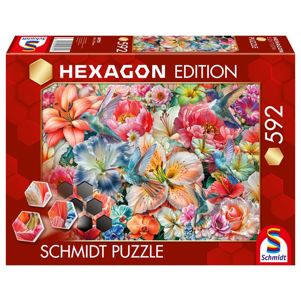 Schmidt Spiele - Hexagon Edition - Große Blüten, 592 Teile
