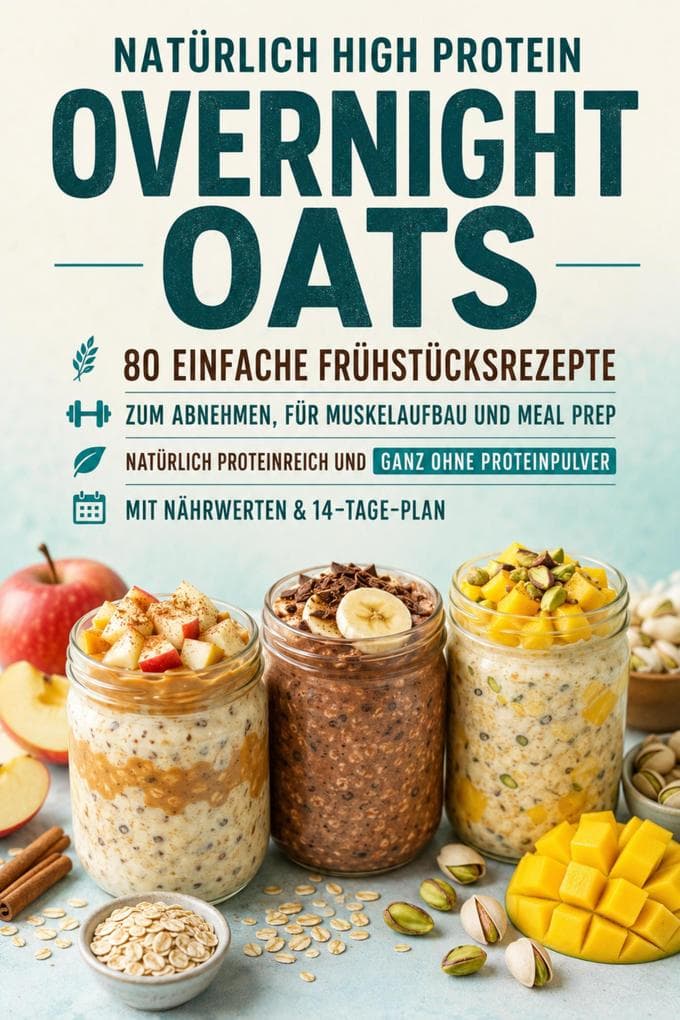 Natürlich High Protein: Overnight Oats -80 einfache Frühstücksrezepte zum Abnehmen, für Muskelaufbau und Meal Prep