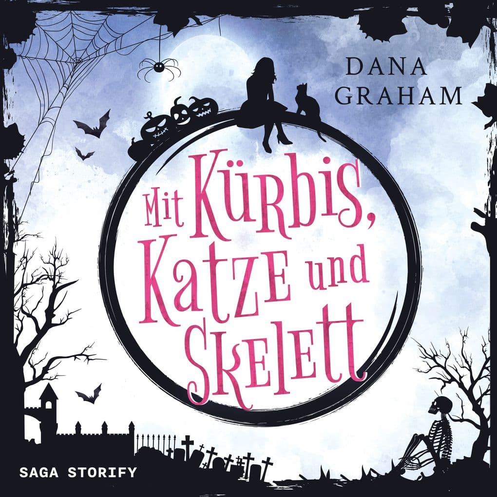 Mit Kürbis, Katze und Skelett