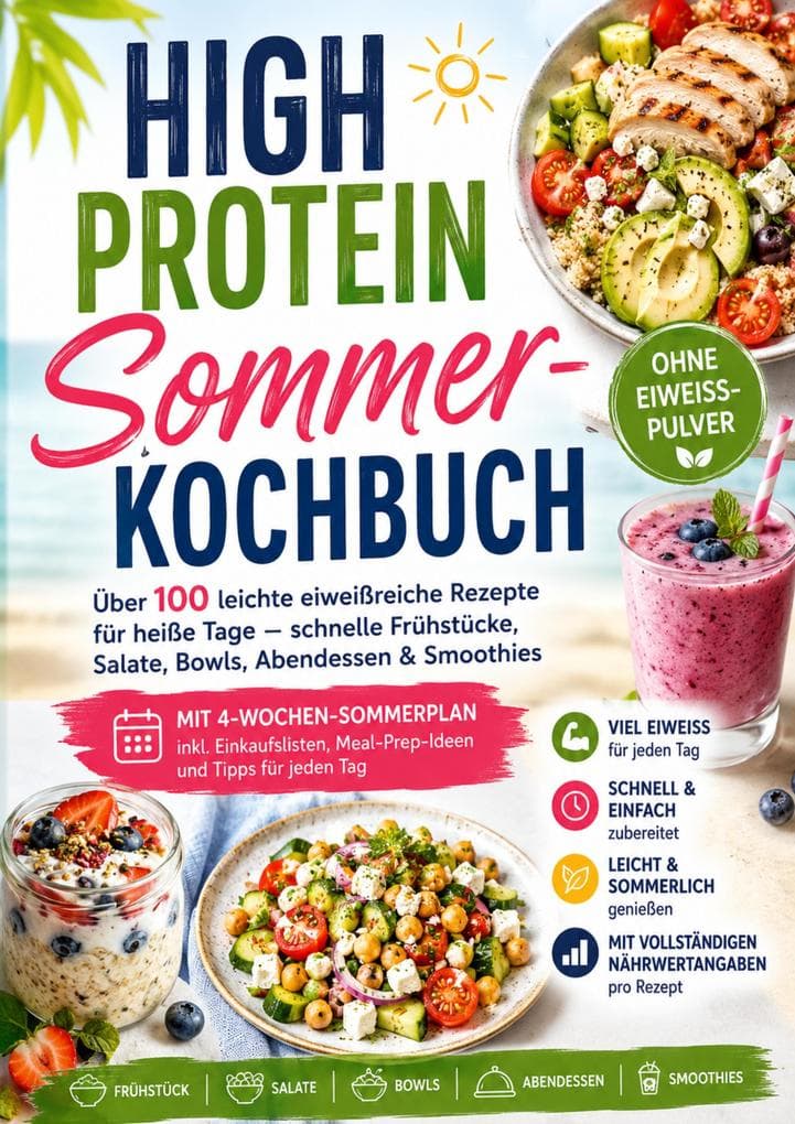 High Protein Sommer-Kochbuch: Über 100 leichte eiweißreiche Rezepte für heiße Tage - Schnelle Frühstücke, Salate, Bowls, Abendessen & Smoothies