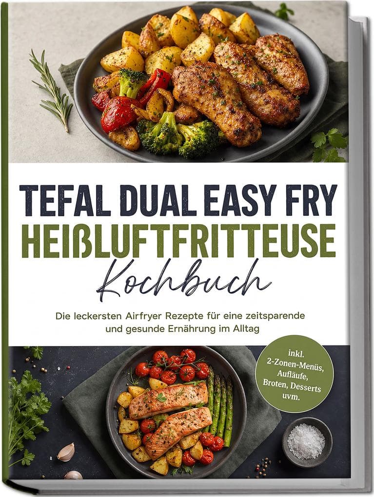 Tefal Dual Easy Fry Heißluftfritteuse Kochbuch: Die leckersten Airfryer Rezepte für eine zeitsparende und gesunde Ernährung im Alltag - inkl. 2-Zonen-Menüs, Aufläufe, Broten, Desserts uvm.