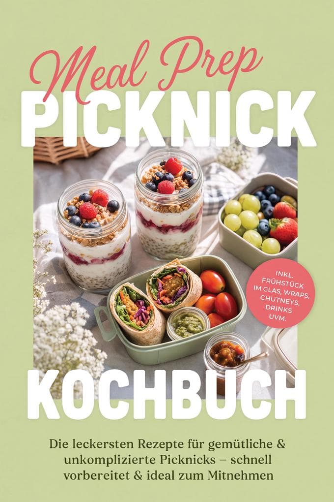 Meal Prep Picknick Kochbuch: Die leckersten Rezepte für gemütliche & unkomplizierte Picknicks - schnell vorbereitet & ideal zum Mitnehmen - inkl. Frühstück im Glas, Wraps, Chutneys, Drinks uvm.