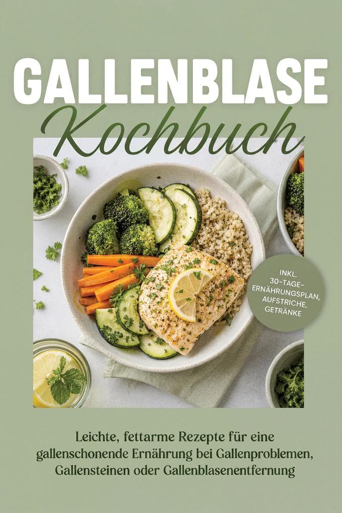 Gallenblase Kochbuch: Leichte, fettarme Rezepte für eine gallenschonende Ernährung bei Gallenproblemen, Gallensteinen oder Gallenblasenentfernung - inkl. 30-Tage-Ernährungsplan, Aufstriche, Getränke