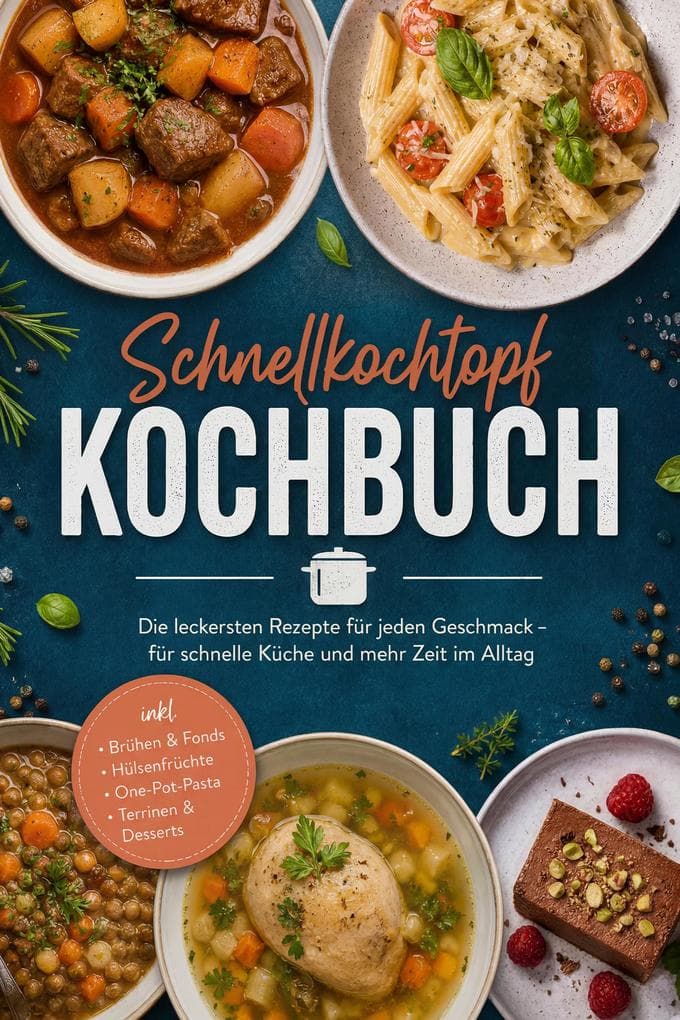 Schnellkochtopf Kochbuch: Die leckersten Rezepte für jeden Geschmack - für schnelle Küche und mehr Zeit im Alltag - inkl. Brühen & Fonds, Hülsenfrüchte, One-Pot-Pasta, Terrinen & Desserts