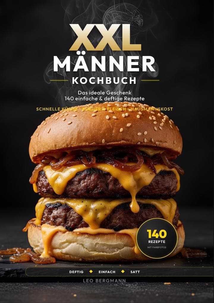 XXL Männer-Kochbuch für Anfänger: 140 einfache & deftige Rezepte ohne Schnickschnack