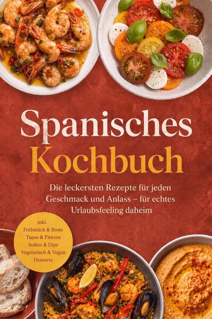 Spanisches Kochbuch: Die leckersten Rezepte für jeden Geschmack und Anlass - für echtes Urlaubsfeeling daheim - inkl. Frühstück & Brote, Tapas & Pintxos, Soßen & Dips, Vegetarisch & Vegan, Desserts
