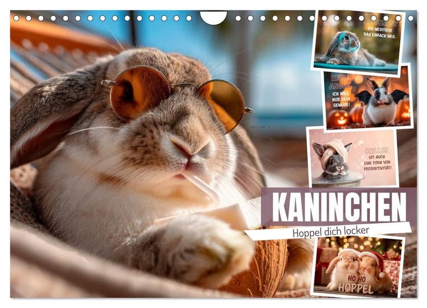 Kaninchen - Hoppel dich locker (Wandkalender 2027 DIN A4 quer), CALVENDO Monatskalender: Ein Jahr voller Langohren und flotter Sprüche