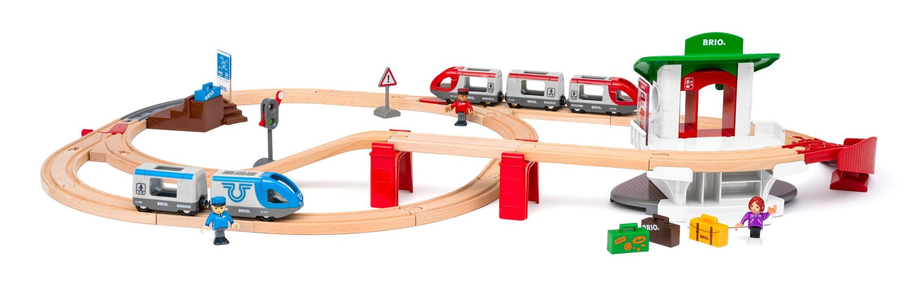 BRIO World 36177 Großes BRIO Bahn Reisezug Set - Eisenbahn mit Bahnhof, Schienen und Figuren - Kleinkinderspielzeug empfohlen ab 3 Jahren