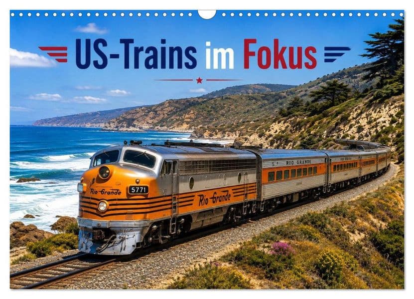 US-Trains im Fokus (Wandkalender 2027 DIN A3 quer), CALVENDO Monatskalender