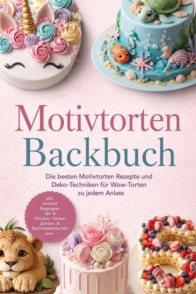Motivtorten Backbuch: Die besten Motivtorten Rezepte und Deko-Techniken für Wow-Torten zu jedem Anlass - inkl. Isomalt, Esspapier, 3D- & Struktur-Torten, Zahlen- & Buchstabentorten uvm.