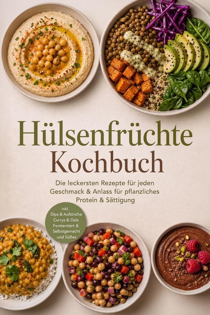 Hülsenfrüchte Kochbuch: Die leckersten Rezepte für jeden Geschmack & Anlass - für pflanzliches Protein & Sättigung - inkl. Dips & Aufstriche, Currys & Dals, Fermentiert & Selbstgemacht und Süßes