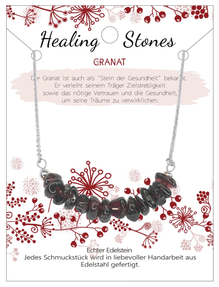 Granat Healing Stone Edelstahlkette, J702-05