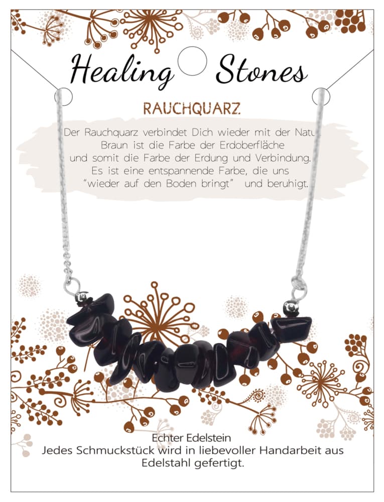 Rauchquarz Healing Stone Edelstahlkette, J702-11