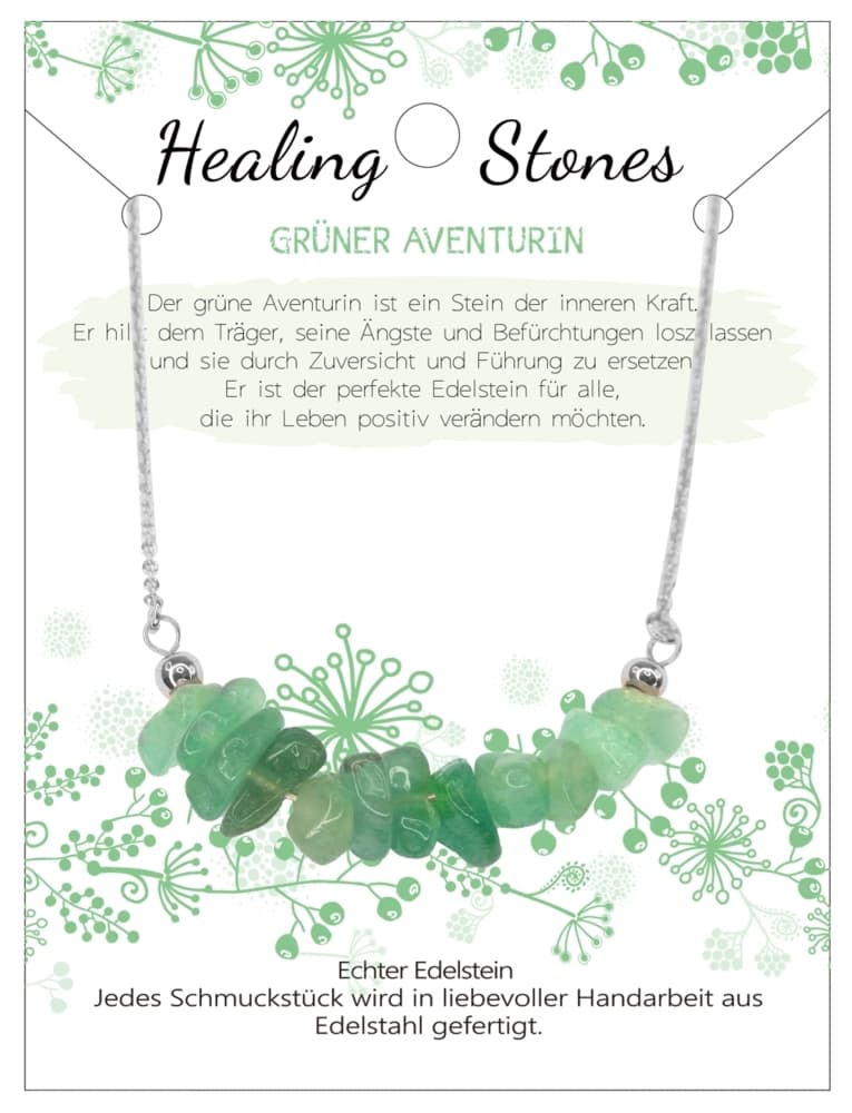 grüner Aventurin Healing Stone Edelstahlkette, J702-06