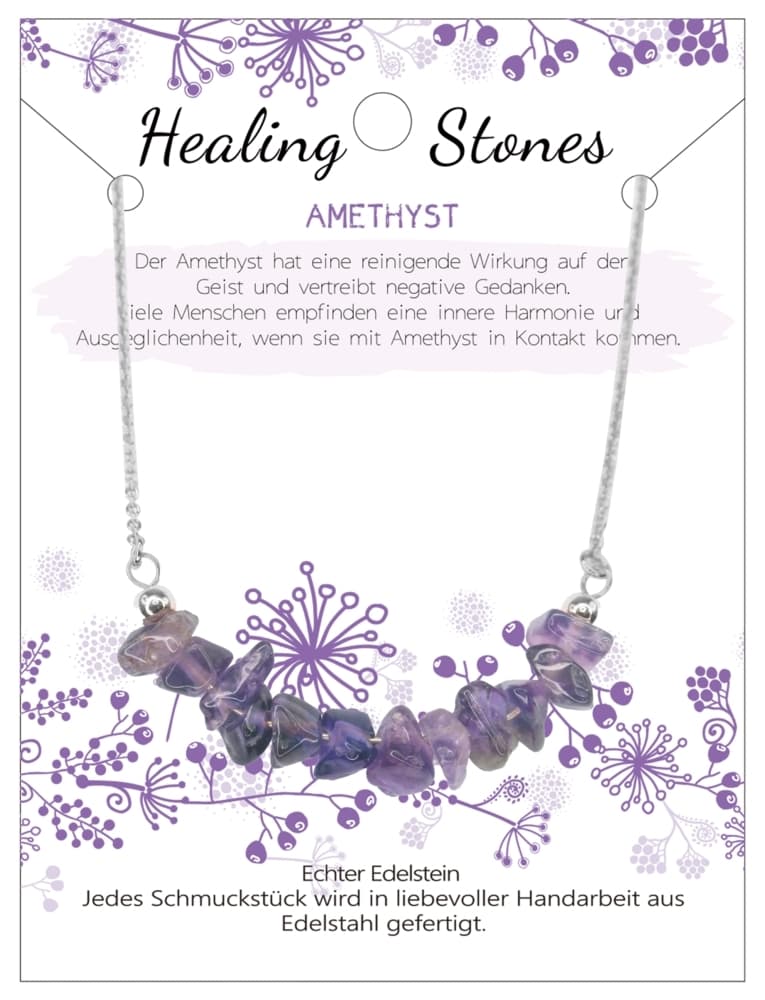 Amethyst Healing Stone Edelstahlkette, J702-07