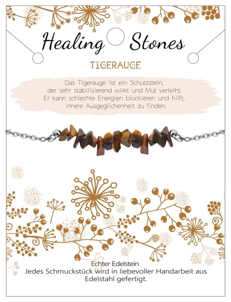 Tigerauge Healing Stone Edelstahlarmband, J712-09