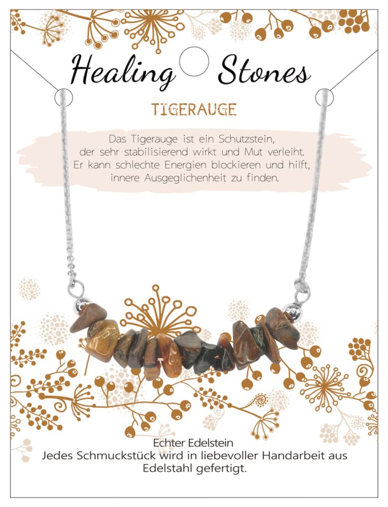 Tigerauge Healing Stone Edelstahlkette, J702-09