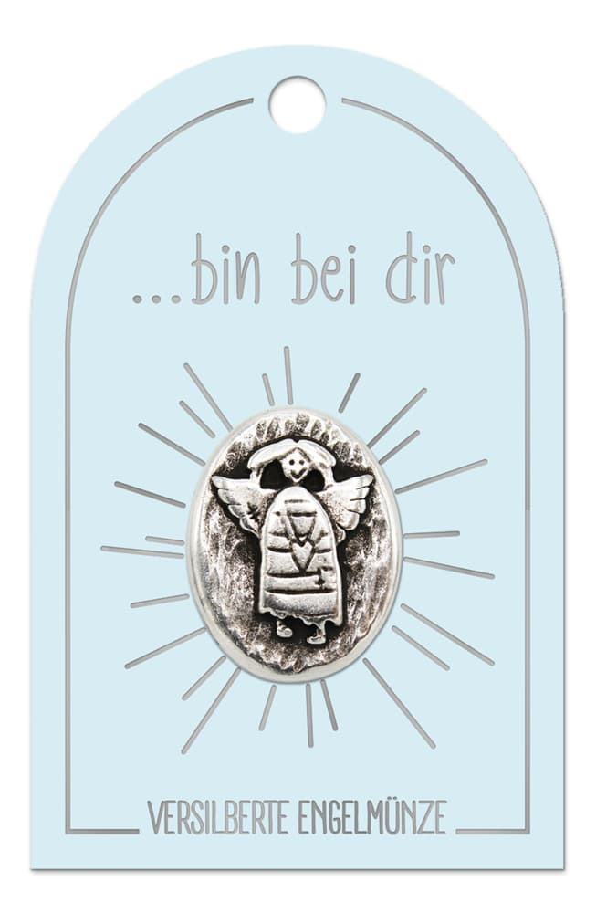 "...bin bei dir" Engel Münze auf Karte, K521