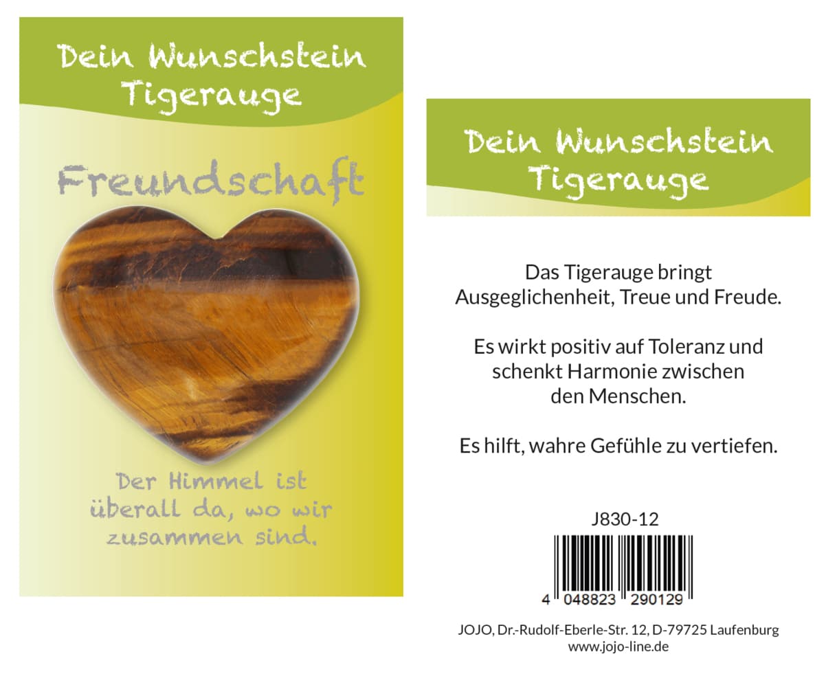 Tigerauge Taschensteinherz Wunschstein, J836-12
