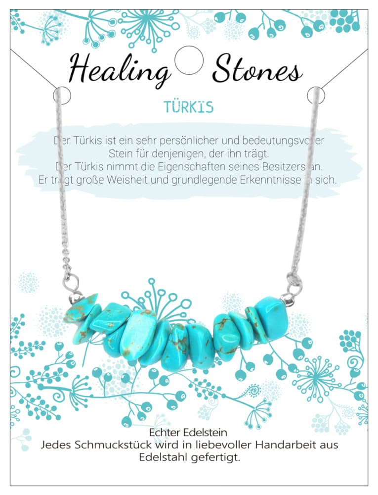 Türkis Healing Stone Edelstahlkette, J702-04