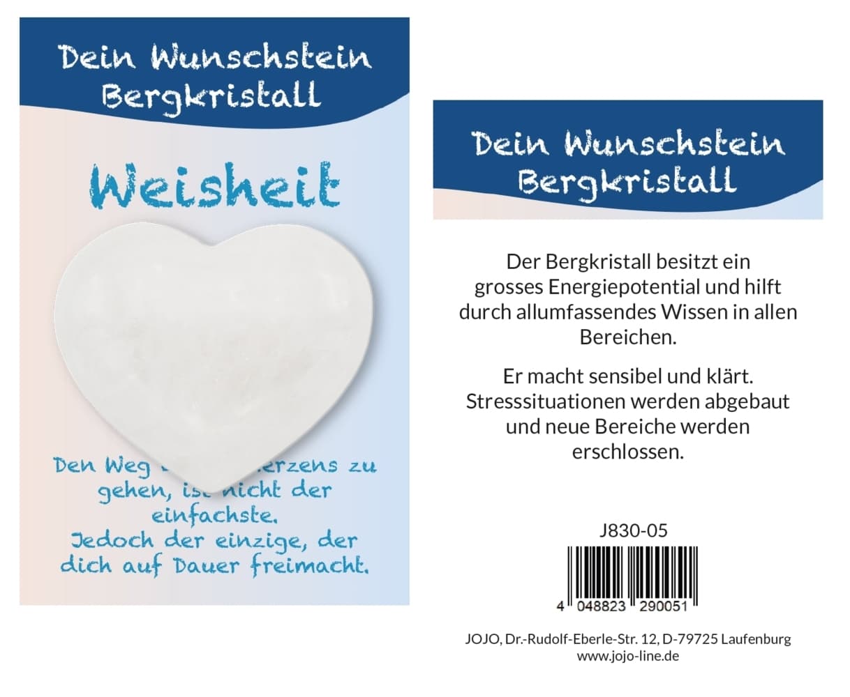 Bergkristall Taschensteinherz Wunschstein, J836-05