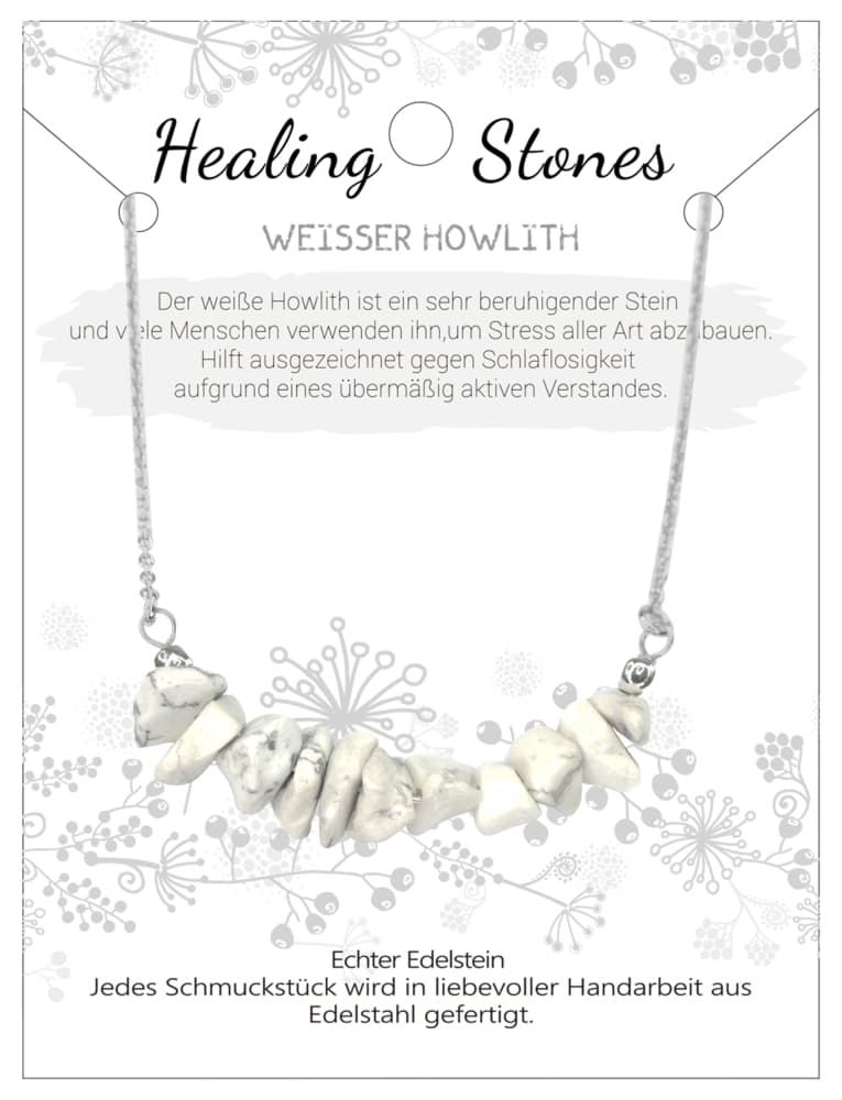 Howlith weiß Healing Stone Edelstahlkette, J702-12