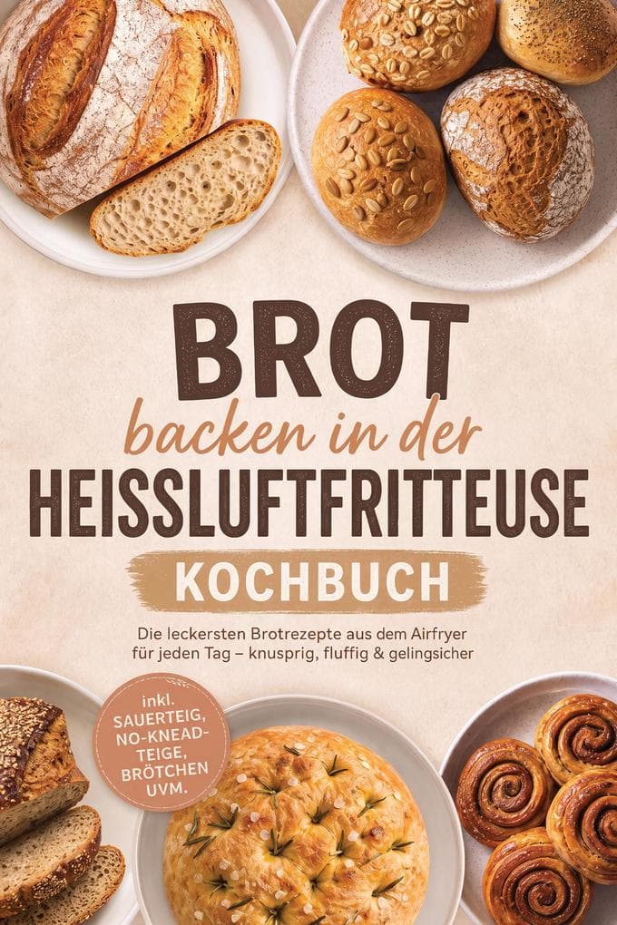 Brot backen in der Heißluftfritteuse Kochbuch: Die leckersten Brotrezepte aus dem Airfryer für jeden Tag - knusprig, fluffig & gelingsicher - inkl. Sauerteig, No-Knead-Teige, Brötchen uvm.