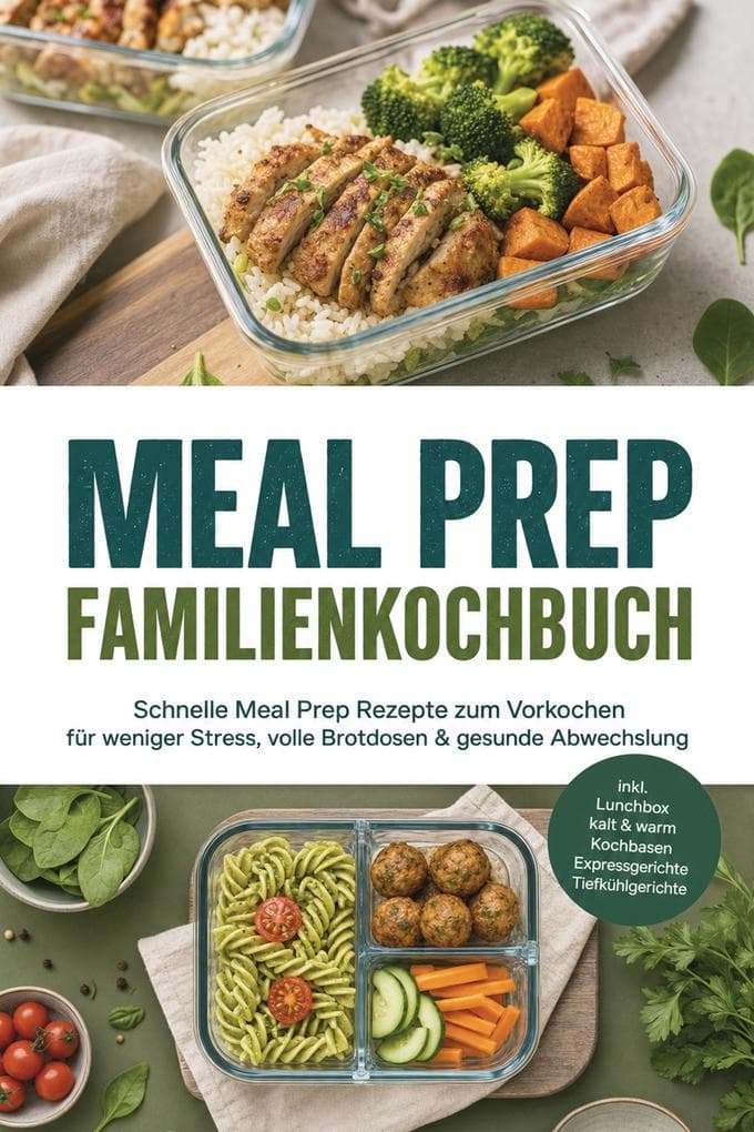 Meal Prep Familienkochbuch: Schnelle Meal Prep Rezepte zum Vorkochen für weniger Stress, volle Brotdosen & gesunde Abwechslung - inkl. Lunchbox kalt & warm, Kochbasen, Expressgerichte, Tiefkühlgerichte