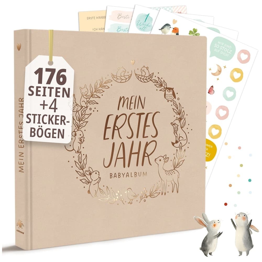 Babyalbum Premium Natur - Leinen (groß)