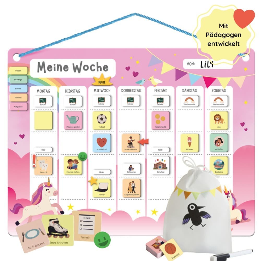 Wochenplaner für Kinder Safari - Einhorn