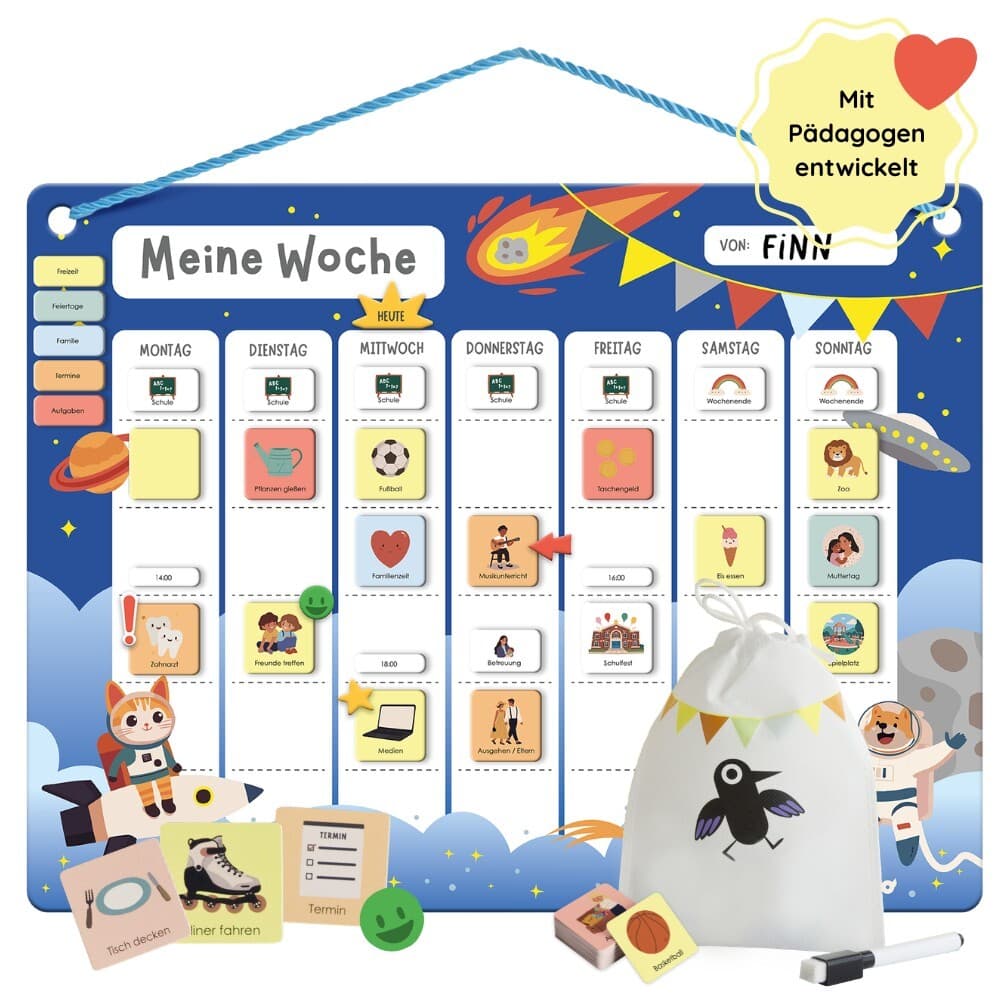 Wochenplaner für Kinder Safari - Weltraum
