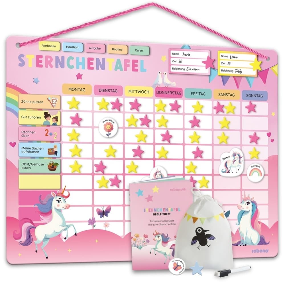 Belohnungstafel für Kinder Weltraum - Einhorn