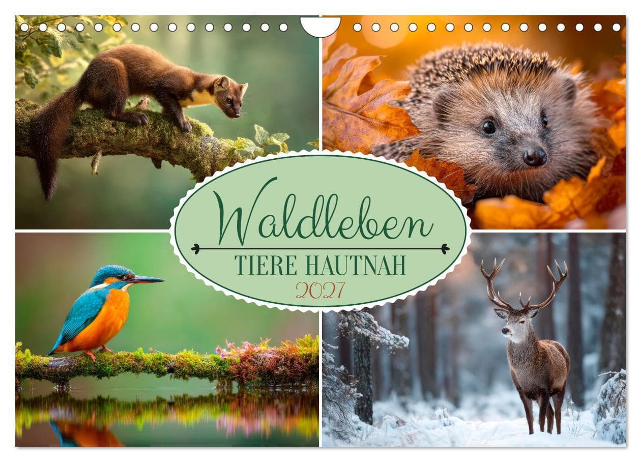 Waldleben - Tiere hautnah (Wandkalender 2027 DIN A4 quer), CALVENDO Monatskalender: Heimische Tiere in ihrer natürlichen Welt