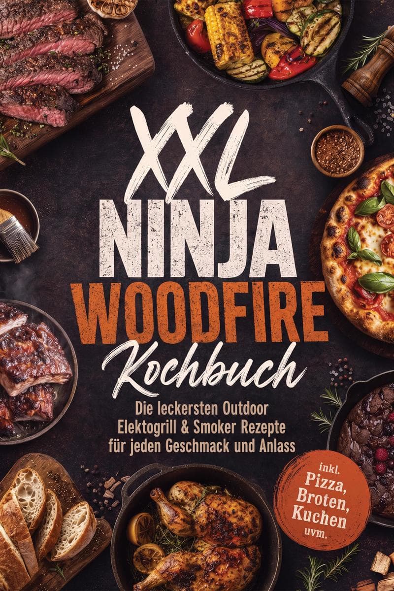XXL Ninja Woodfire Kochbuch: Die leckersten Outdoor Elektogrill & Smoker Rezepte für jeden Geschmack und Anlass - inkl. Pizza, Broten, Kuchen uvm.