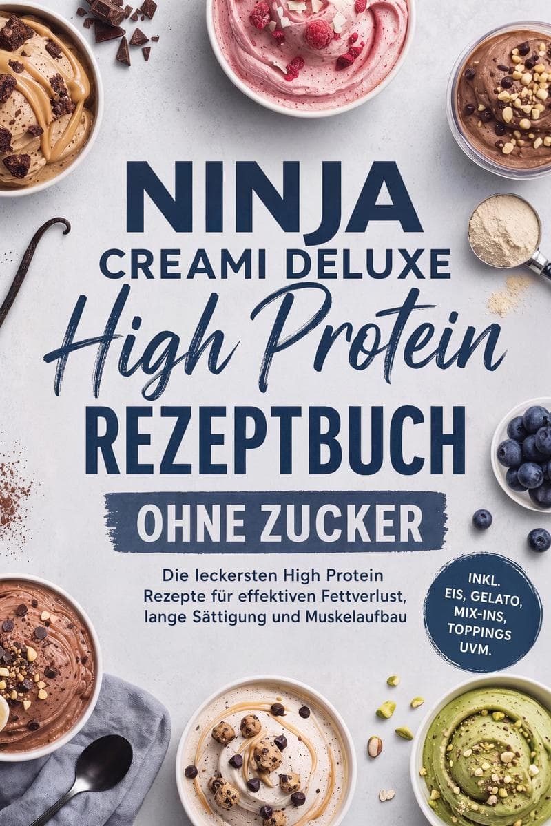 Ninja Creami Deluxe High Protein Rezeptbuch ohne Zucker: Die leckersten High Protein Rezepte für effektiven Fettverlust, lange Sättigung und Muskelaufbau - inkl. Eis, Gelato, Mix-ins, Toppings uvm.