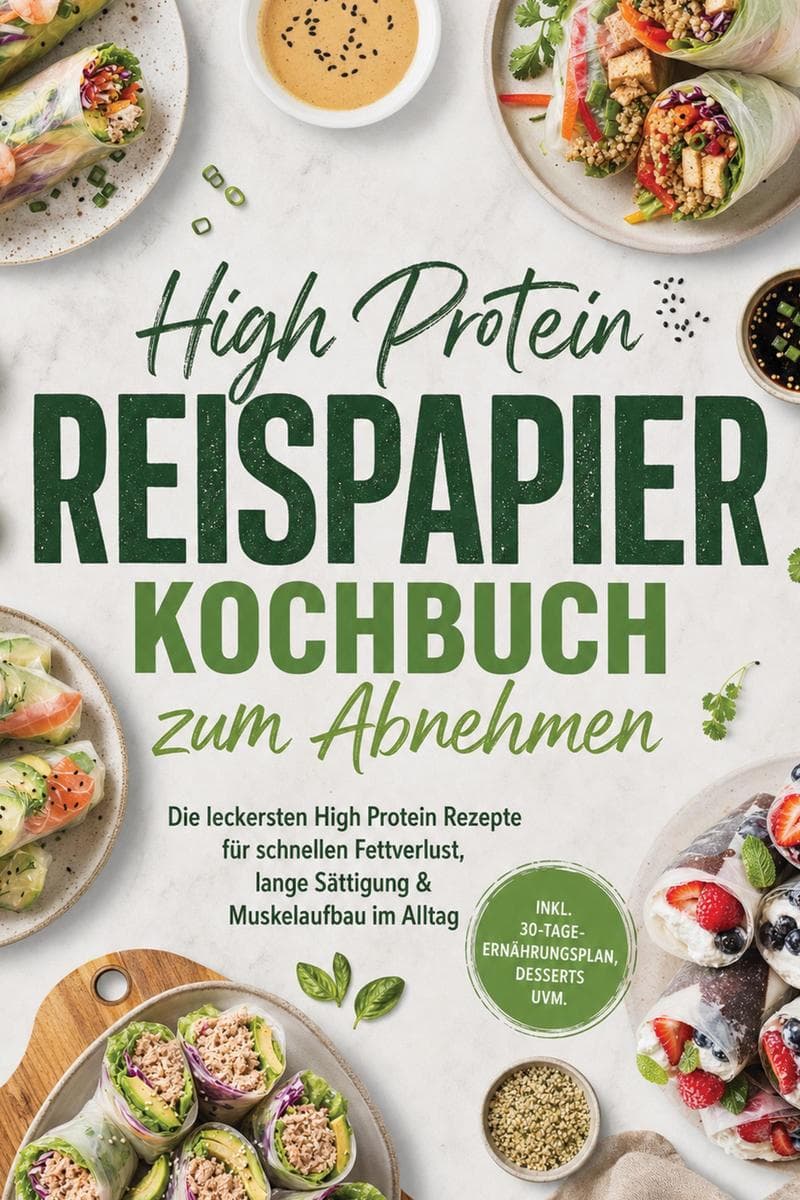 High Protein Reispapier Kochbuch zum Abnehmen: Die leckersten High Protein Rezepte für schnellen Fettverlust, lange Sättigung & Muskelaufbau im Alltag - inkl. 30-Tage-Ernährungsplan, Desserts uvm.